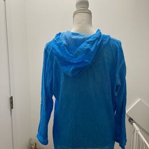 Long sleeves blue top with hoodie 100% cotton brand new